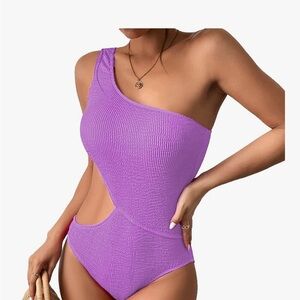 NWT! Lavender Textured One-Piece Swimsuit